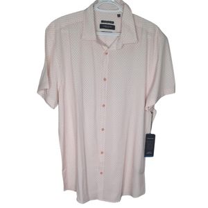 NWT Kenneth Cole Mens Light Pink Short Sleeved Collared Shirt Size XL